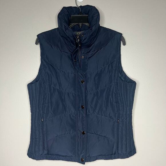 Kenneth Cole Reaction Women's Navy Blue Puffer Down Vest Size Large Full Zip - Picture 1 of 9